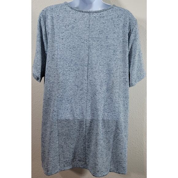 Lane Bryant Blue Marled V Neck Top 18 20 Lightweight Short Sleeves Stretchy Soft - Picture 3 of 4